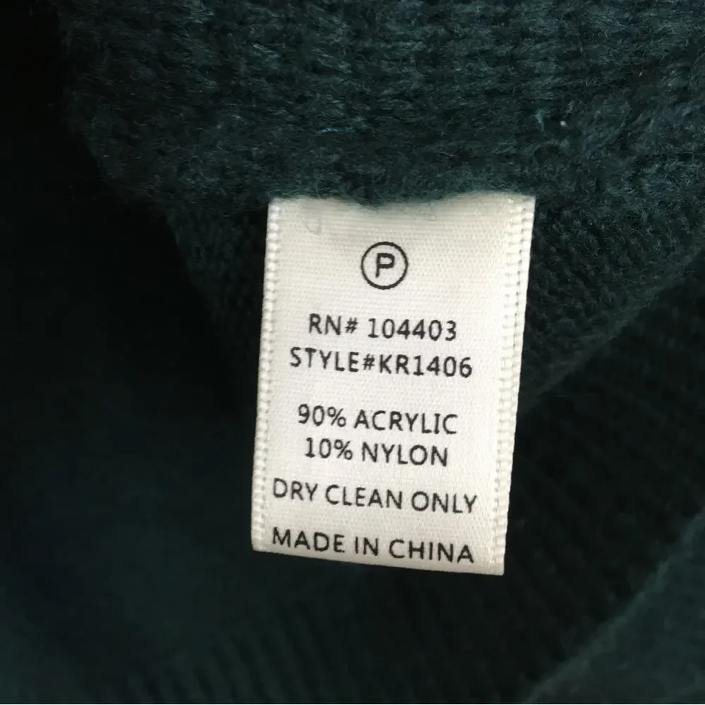 REVOLVE JOA Emerald Faux Fur Knit Sweater Pullover Crewneck Size M